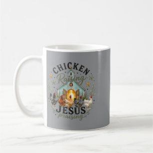 Hühner aufziehender Jesus preisender Hofbauer Kaffeetasse