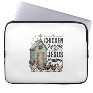 Hühner aufziehendes Jesus preisendes Vintage-Farm- Laptopschutzhülle
