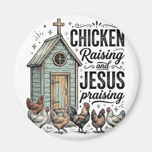 Hühner aufziehendes Jesus preisendes Vintage-Farm- Magnet