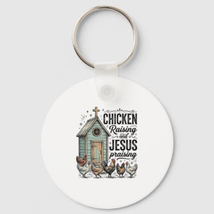 Hühner aufziehendes Jesus preisendes Vintage-Farm- Schlüsselanhänger