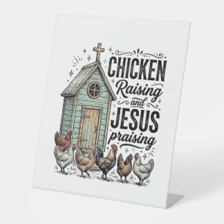 Hühner aufziehendes Jesus preisendes Vintage-Farm- Sockelschild