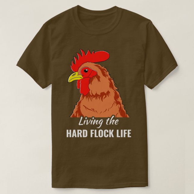 Hühner-Bauer Funny Backyard Hühner Hard Flock L T-Shirt (Design vorne)