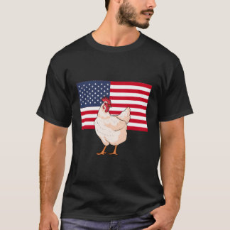Hühner-Bauern Patriotische Flagge der USA T-Shirt