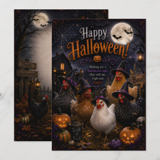 Hühner-Design Halloween-Karte Vorder- und Rückseit Einladung