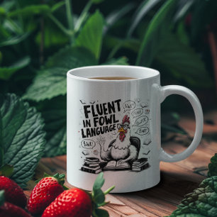 Hühner, die fließend in der Sprache der Hühner spr Kaffeetasse