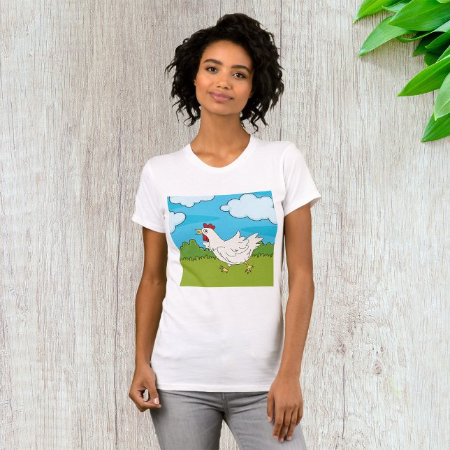 Hühner, die in einem T - Shirt mit Feldfrauen lauf (Von Creator hochgeladen)