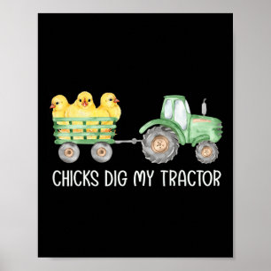 Hühner, die mein Traktor-Hühnchen-Ostereier bettel Poster