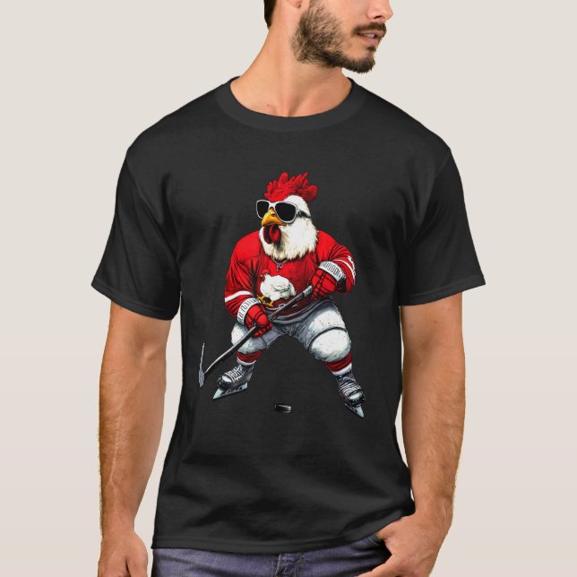 Hühner-Eishockey T-Shirt (Vorderseite)