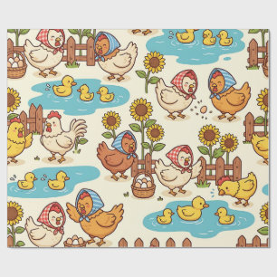 Hühner-Enten-Teich-Bauernhaus-Geschenkpapier Geschenkpapier
