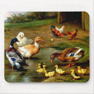 Hühner, Enten und Entenküken auf dem Bauernhof Mousepad