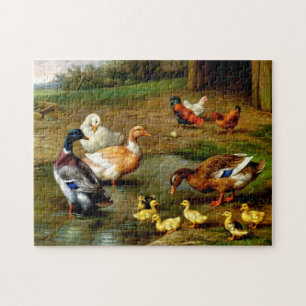 Hühner, Enten und Entenküken auf dem Bauernhof Puzzle