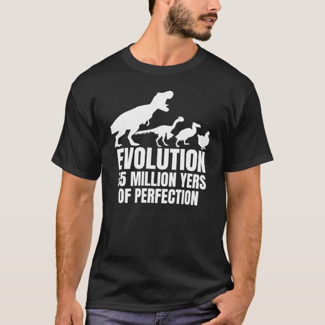 Hühner Evolution Landwirt Dinosaurier Rex Henne T-Shirt (Vorderseite)