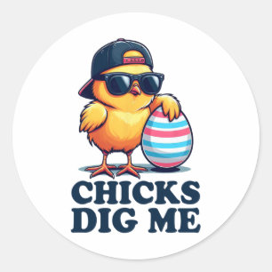 Hühner finden mich lustig Ostern Kleinkind Jungen Runder Aufkleber