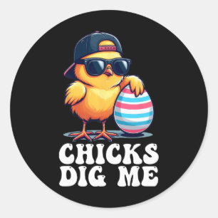 Hühner finden mich lustig Ostern Kleinkind Jungen Runder Aufkleber