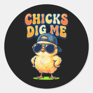 Hühner finden mich lustig von Chick Sungles Retro  Runder Aufkleber