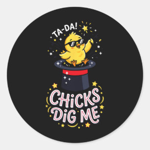 Hühner finden mich lustig von Chick Sungles Retro  Runder Aufkleber