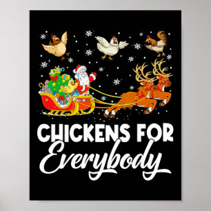 Hühner für jeden Santa Schlitten Frohe Weihnachten Poster