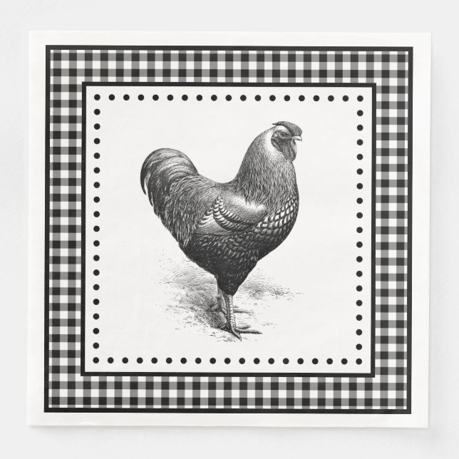 Hühner Gingham Serviette (Vorderseite)