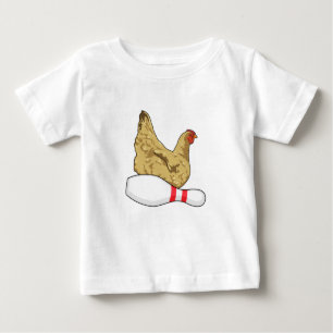 Hühner im Bowling mit Bowling Button Baby T-shirt