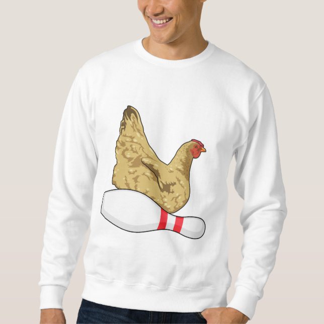 Hühner im Bowling mit Bowling Button Sweatshirt (Vorderseite)