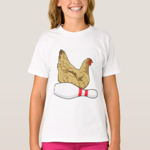 Hühner im Bowling mit Bowling Button T-Shirt