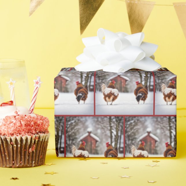 Hühner im Schnee Geschenkpapier (Geburtstagsparty)