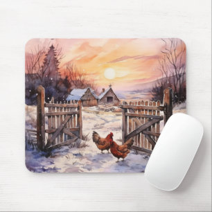 Hühner im Wintergarten Mousepad