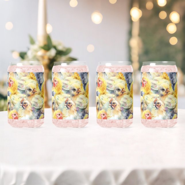 Hühner in der Landwirtschaft. Aquarellhühnchen Dosenglas (Insitu (Hochzeit))