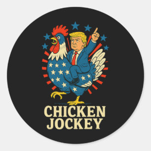 Hühner-Jockey-Trump-lustiges-Meme Runder Aufkleber