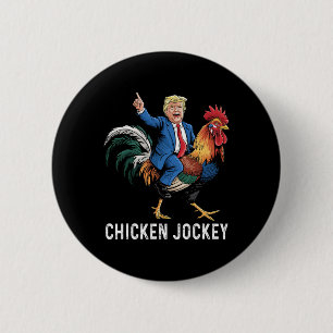 Hühner-Jockey-Trump-lustiges-Meme-surrealer-Humor- Button