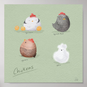 Hühner Kunstdrucken Poster