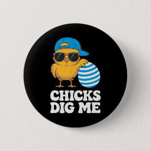 Hühner küssen mich Ostern Kleinkind Jungen Männer Button