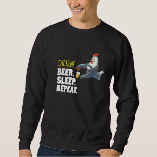 Hühner-Lover-Beer-Schlaf Wiederholen Hühner-Mama-V Sweatshirt