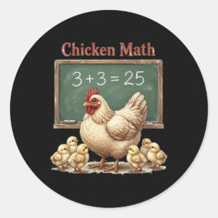 Hühner-Mathematik Lustiges Huhn Tafelgleichung Cky Runder Aufkleber