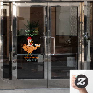 Hühner mit Eiern auf dem Cartoon Fensteraufkleber