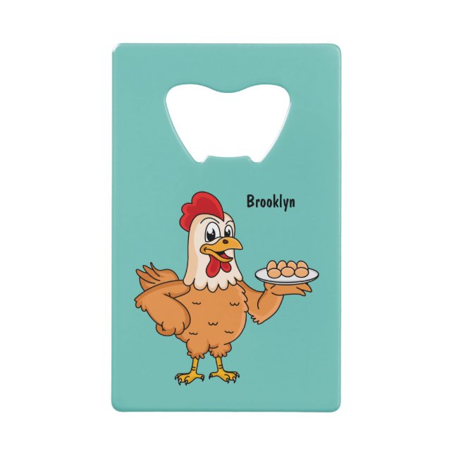 Hühner mit Eiern auf dem Cartoon Geldbeutel Flaschenöffner (Vorderseite)