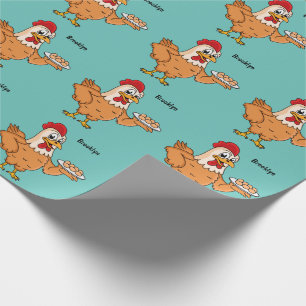 Hühner mit Eiern auf dem Cartoon Geschenkpapier