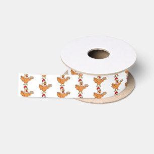 Hühner mit Eiern auf dem Cartoon Satinband