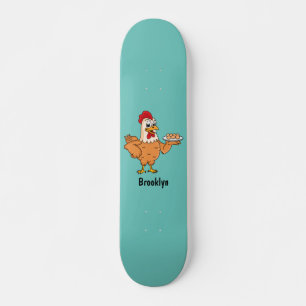 Hühner mit Eiern auf dem Cartoon Skateboard