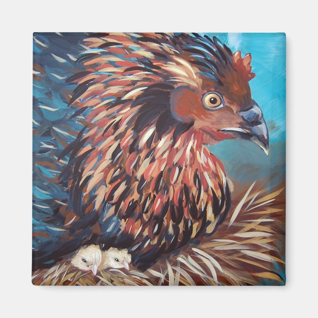 Hühner mit Hühnern Magnet (Vorne)