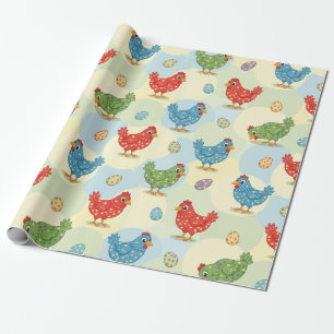 Hühner mit Punkten Geschenkpapier
