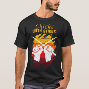 Hühner mit Sticks Drummer Girl  T-Shirt