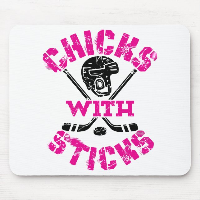 Hühner mit Sticks Hockey Women Girls Mousepad (Vorne)