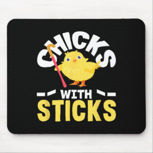 Hühner Mit Stöcken Feldhockey-Spieler-Spaß Mousepad