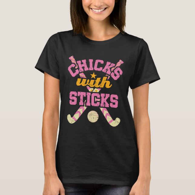 Hühner mit Stöcken Field Hockey Women T-Shirt (Vorderseite)