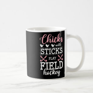 Hühner mit Stöcken spielen Feldhockey Kaffeetasse