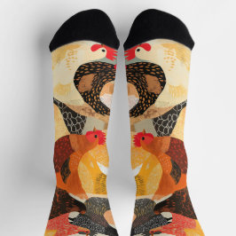 Hühner mit unterschiedlichen Federmustern und -far Socken