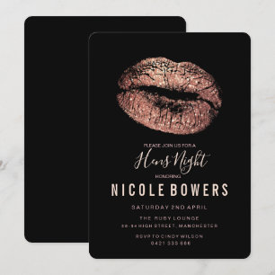 Hühner Nacht Rose Gold Lippen Einladung