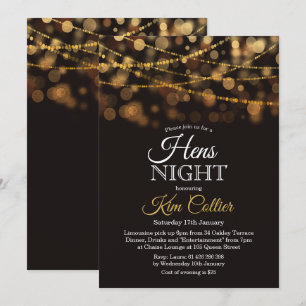 Hühner Nachtparty Glitter Einladung