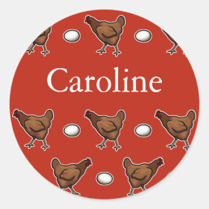 Hühner oder das Ei, Name hinzufügen Runder Aufkleber